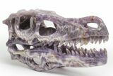 Polished Chevron Amethyst Dinosaur Crystal Skull - Ferocious! #218500-3